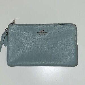 Coach Light Blue Leather Wristlet